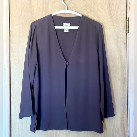 EILEEN FISHER Jacket Long Sleeve 1 Button Closure Purple Silk Women’s Sz: PS - Picture 1 of 9